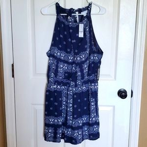New York and Company Blue Patterned Romper